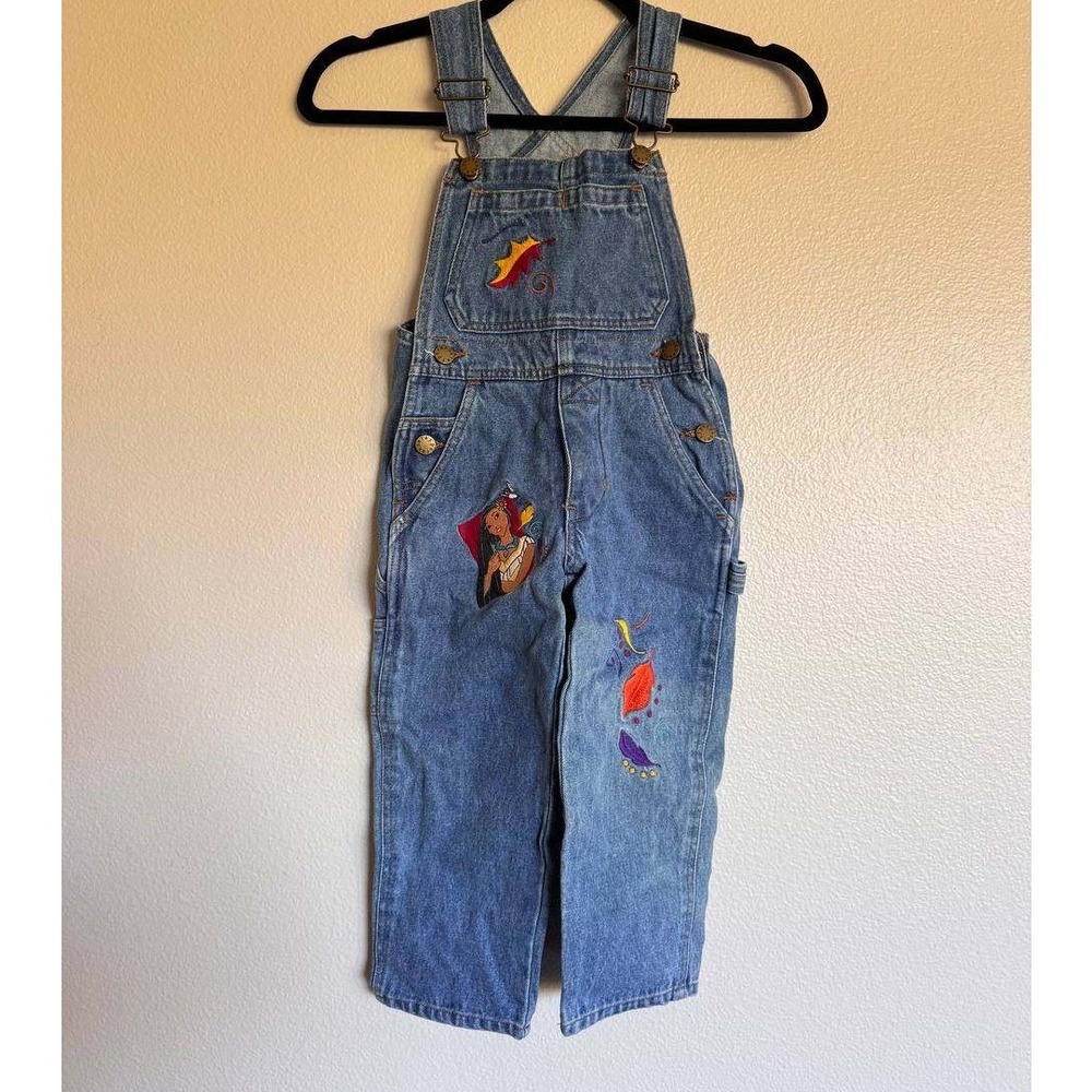 Disney Store Pocahontas Denim Overalls 2T Embroidered Vintage 90s Cottagecore
